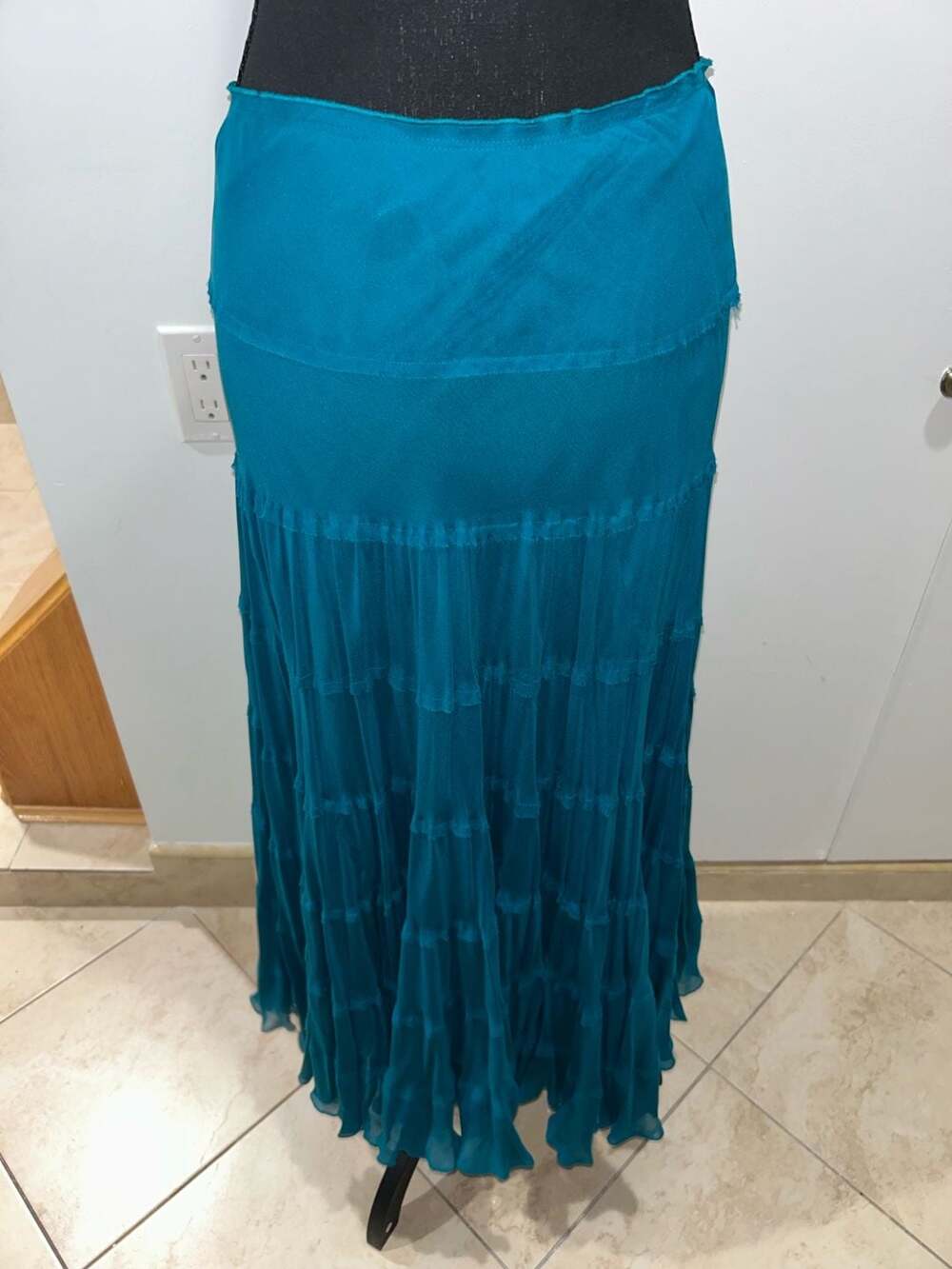 Teal Tiered Maxi Skirt